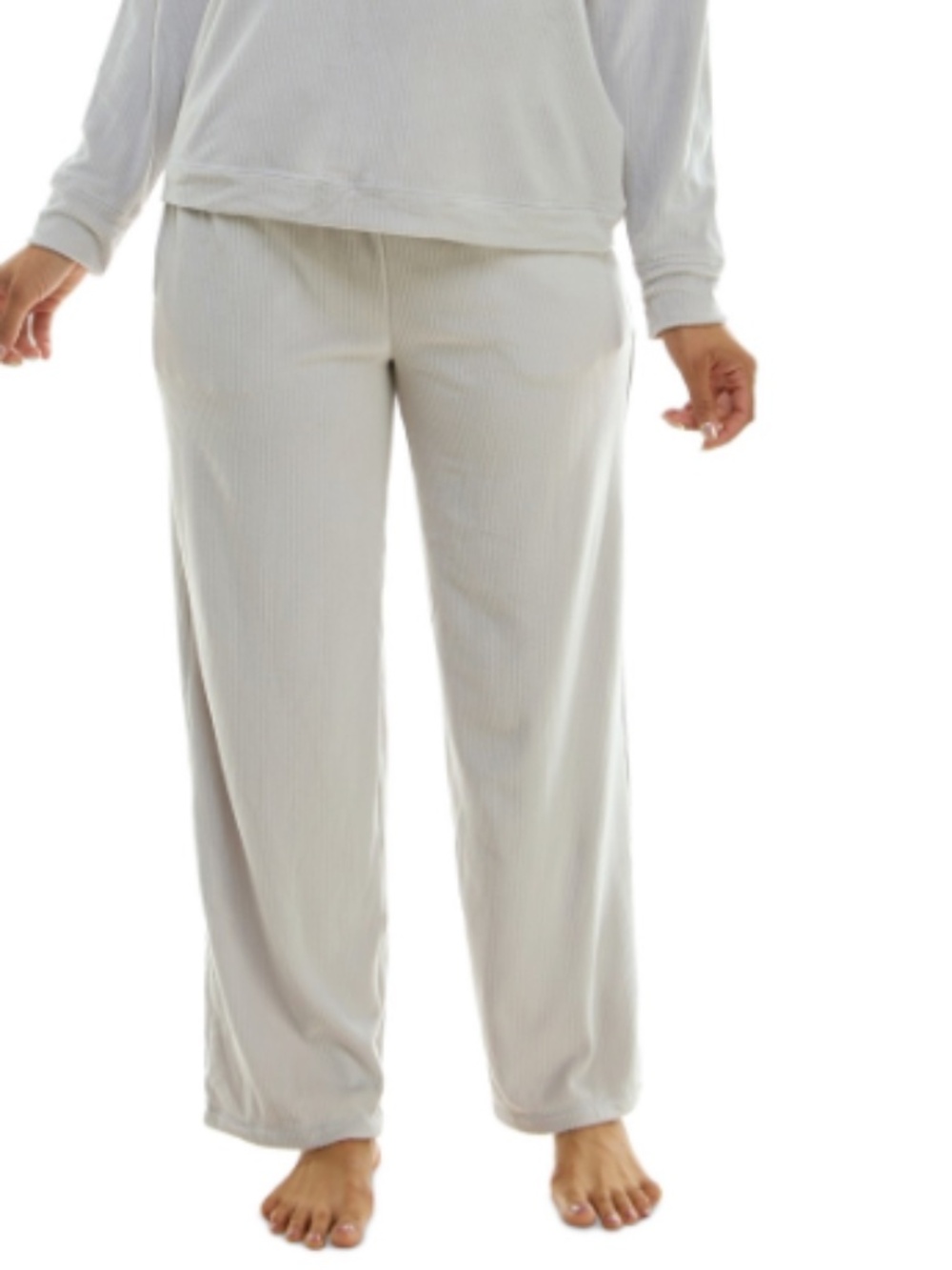 Roudelain Women's Long-Sleeve Ribbed Velour Pajama PANTS
